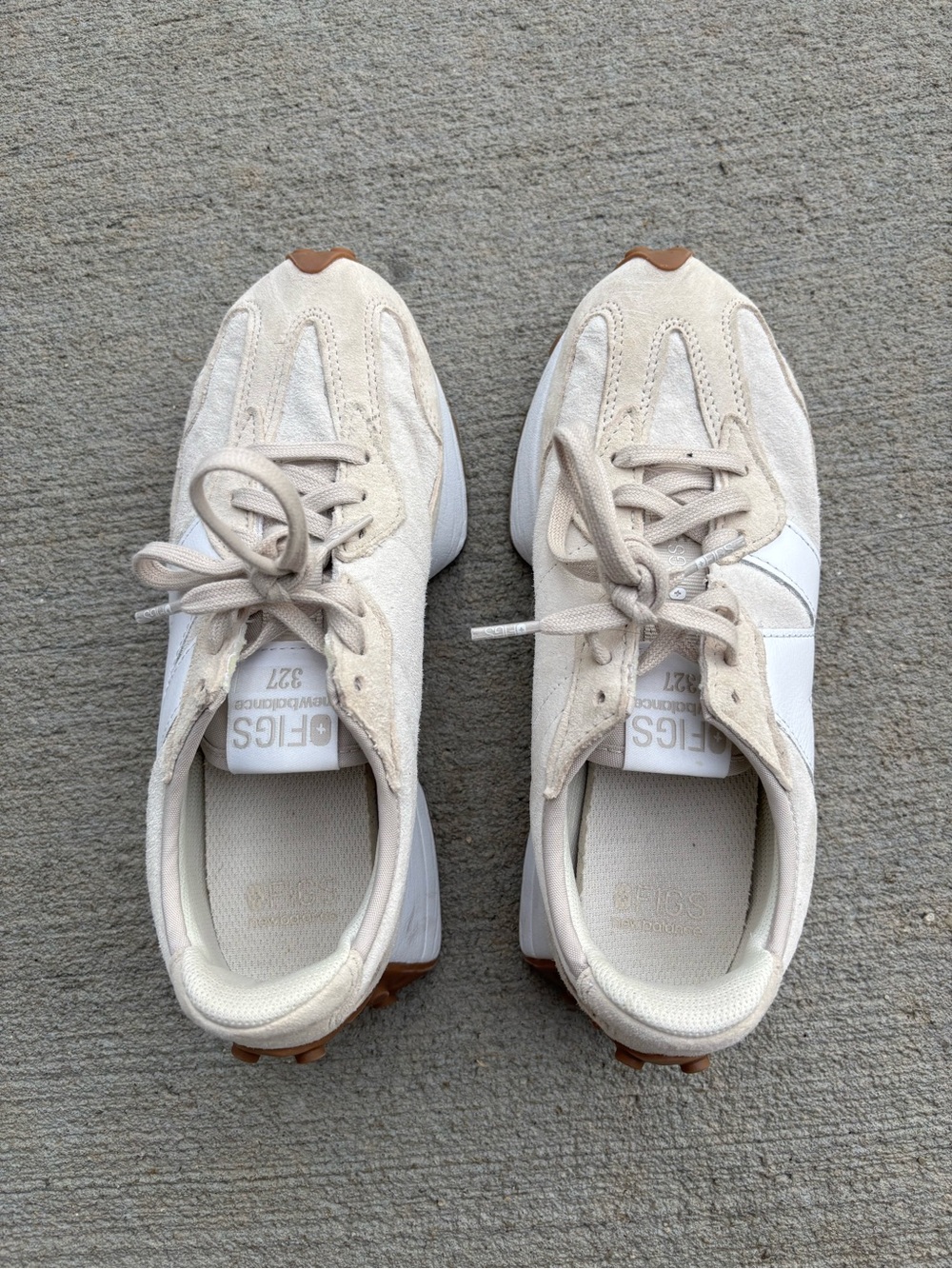 New Balance x Figs Women's Cream & White Casual Runner Sneakers with Gum Soles